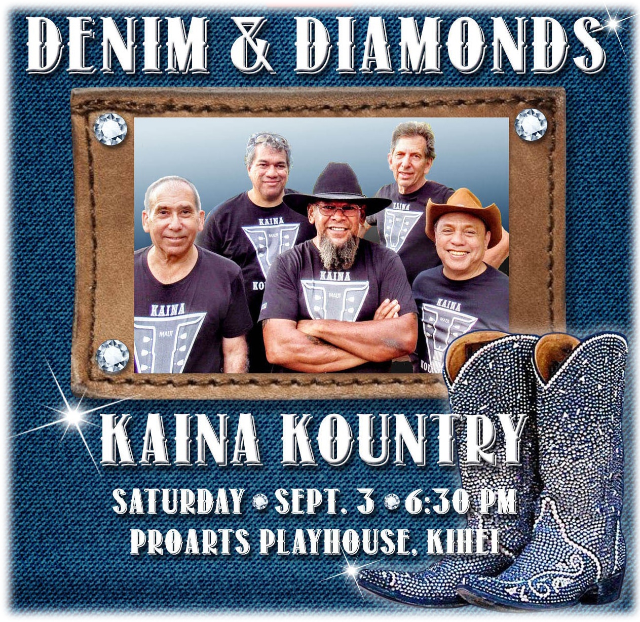 Denim & Diamonds Hoedown Throwdown featuring Maui’s favorite Country music band, Kaina Kountry