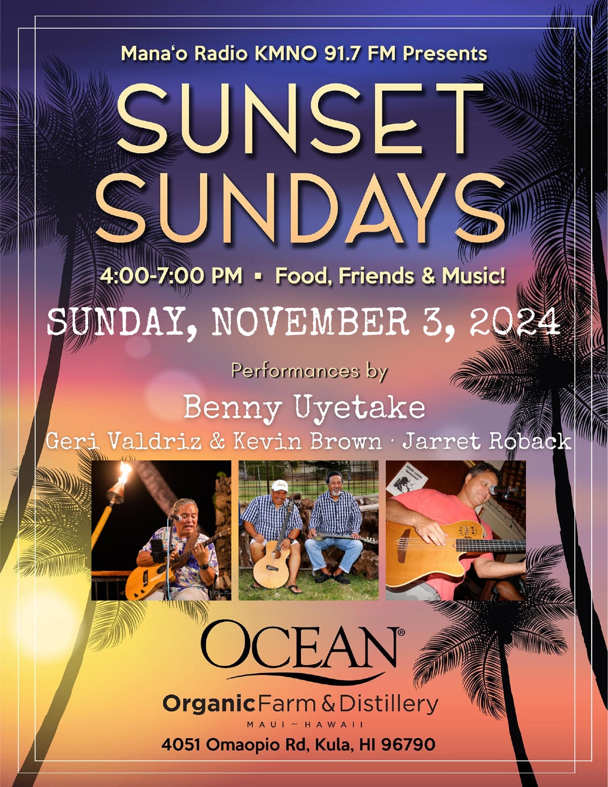 Mana’o Radio’s Sunset Sundays Fundraiser at Ocean Distillery