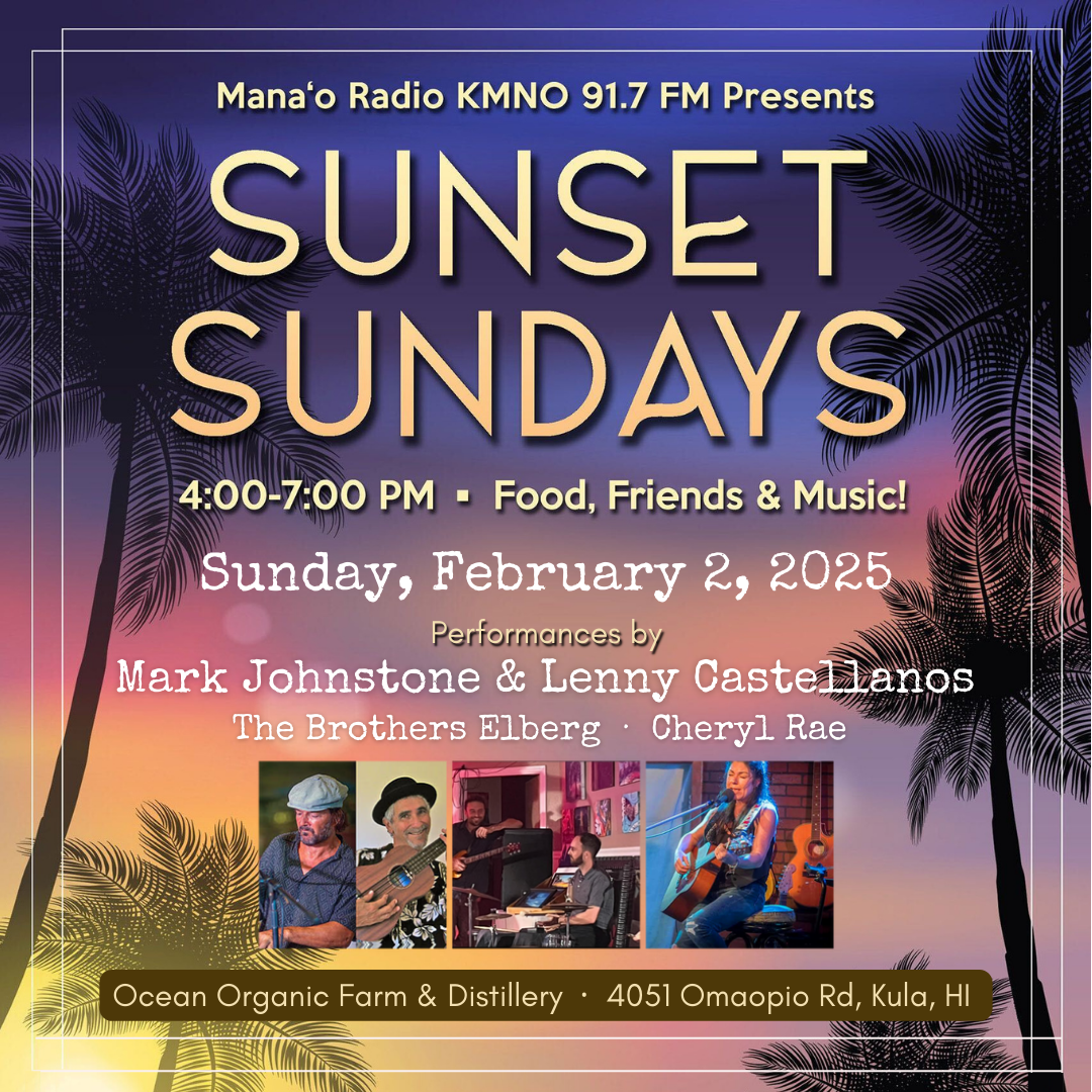 Mana’o Radio’s Sunset Sundays Fundraiser at Ocean Distillery