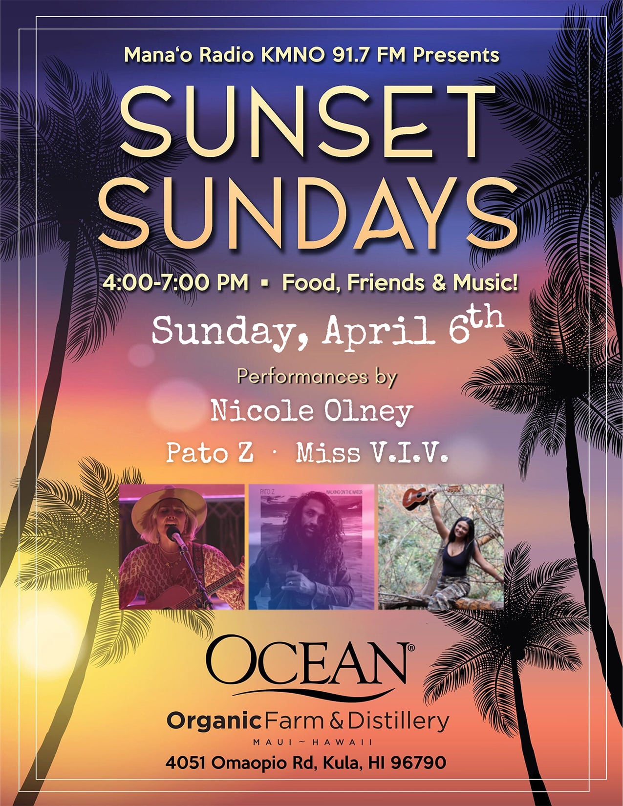 Mana’o Radio’s Sunset Sundays Fundraiser at Ocean Distillery