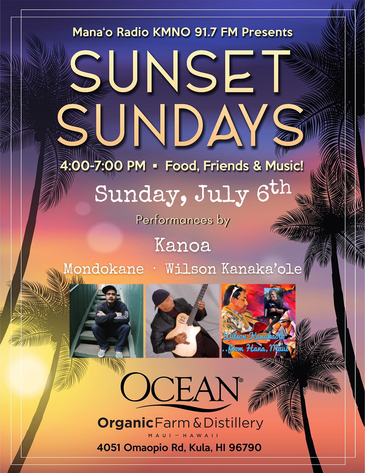 Mana’o Radio’s Sunset Sundays Fundraiser at Ocean Distillery