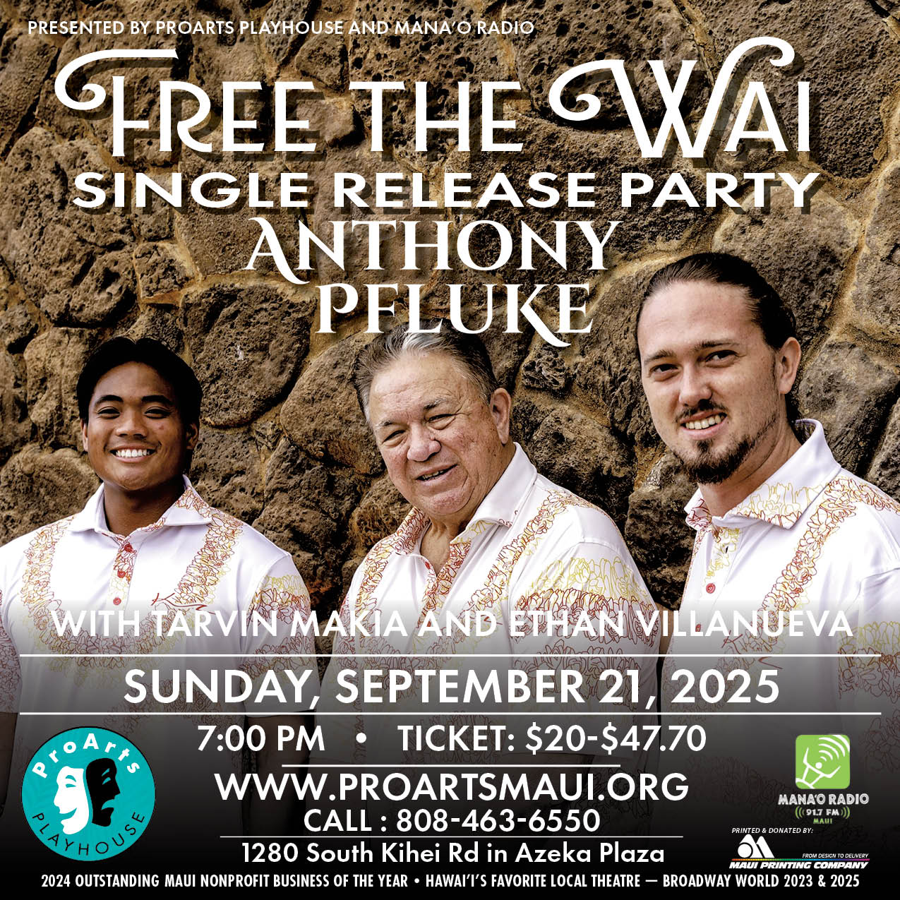 Anthony Pfluke "Free The Wai" Single Release Party at ProArts Sunday Sept 21, 2025