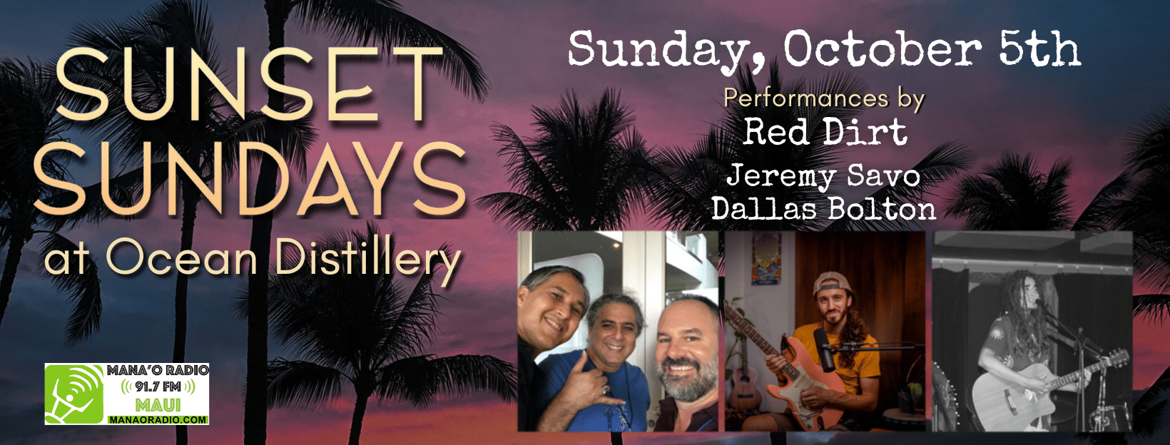 Mana'o Radio Sunset Sundays at Ocean Distillery October 2025