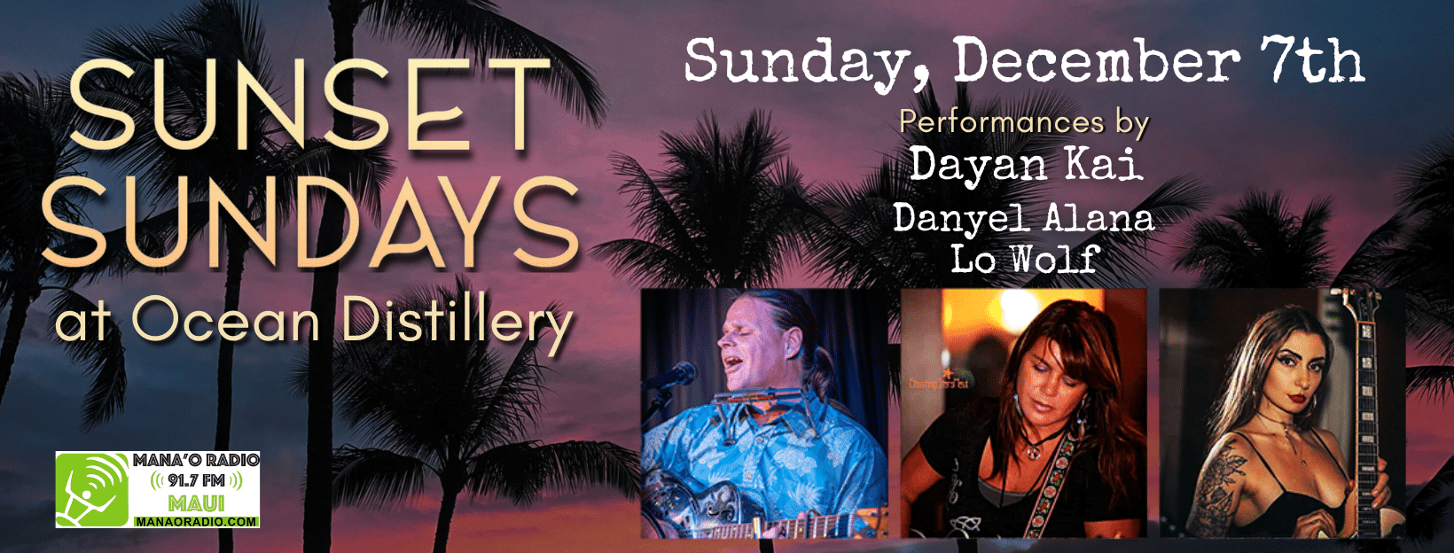 Mana'o Radio Sunset Sundays at Ocean Distillery December 2025